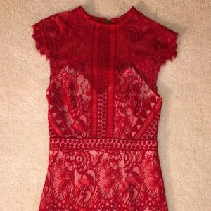 EUC Xenia Boutique Body Con Illusion Red dress 6